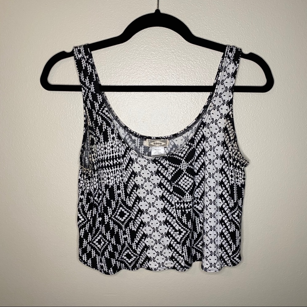 Kirra black and white tribal print crop top tank